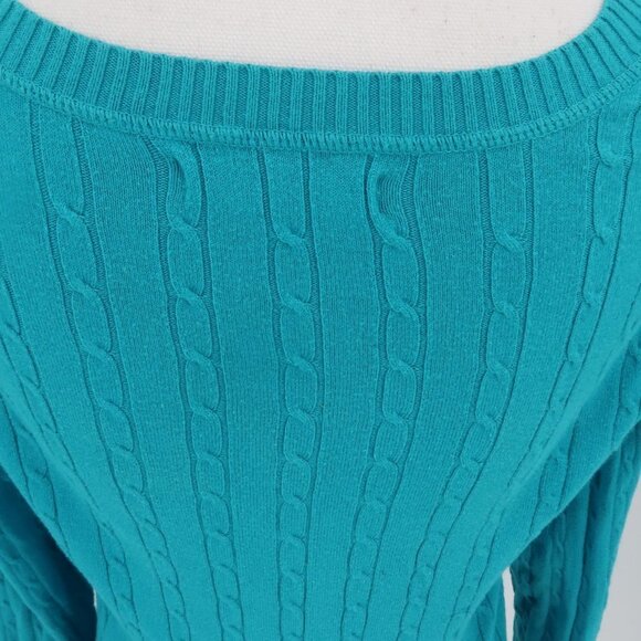 Old Navy Teal Cable Knit Style V-Neck Sweater Medium - Picture 6 of 8